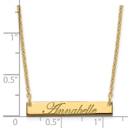 Gold Plated Sterling Silver/Gold Small Edwardian Script Bar Necklace