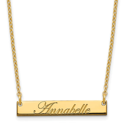 Gold Plated Sterling Silver/Gold Small Edwardian Script Bar Necklace