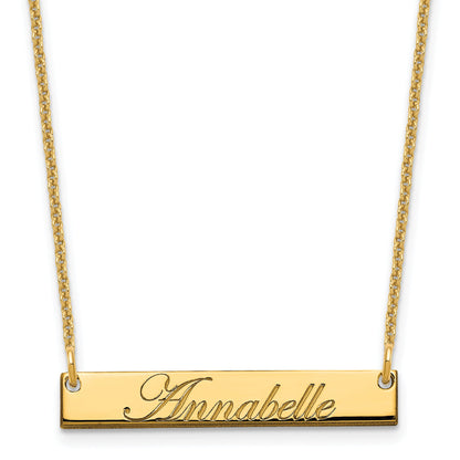 14K Yellow Gold Small Edwardian Script Bar Necklace