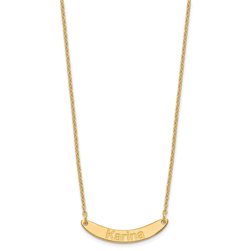Gold Plated Small Arial Rounded Curved Bar Necklace