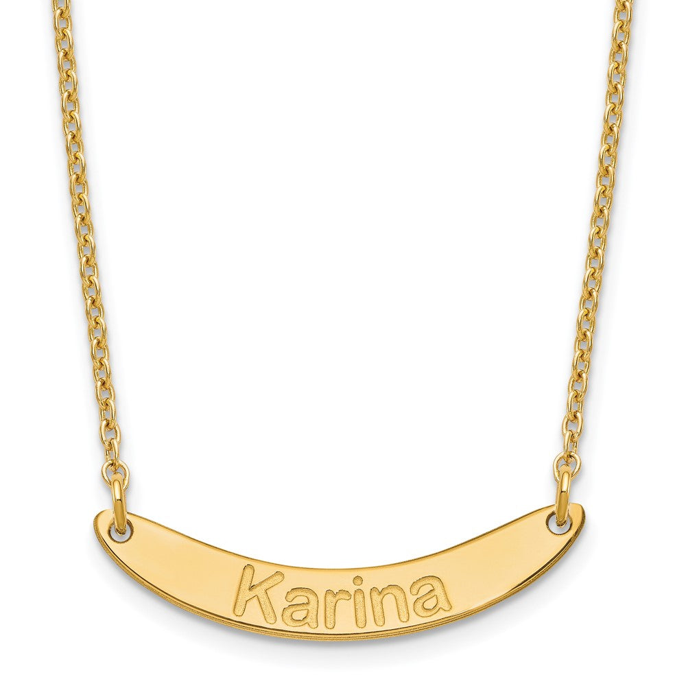 Gold Plated Small Arial Rounded Curved Bar Necklace