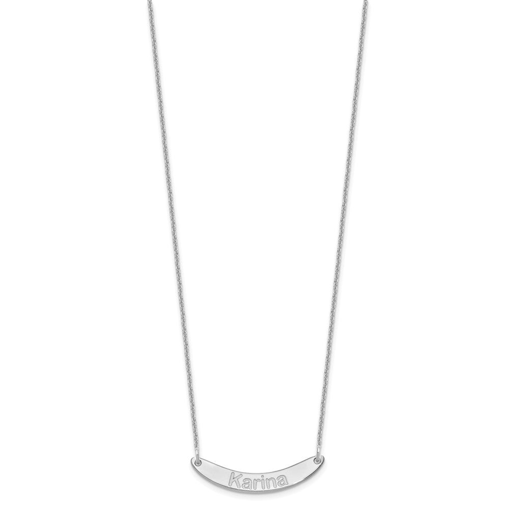 14K White Gold Small Arial Rounded Curved Bar Necklace