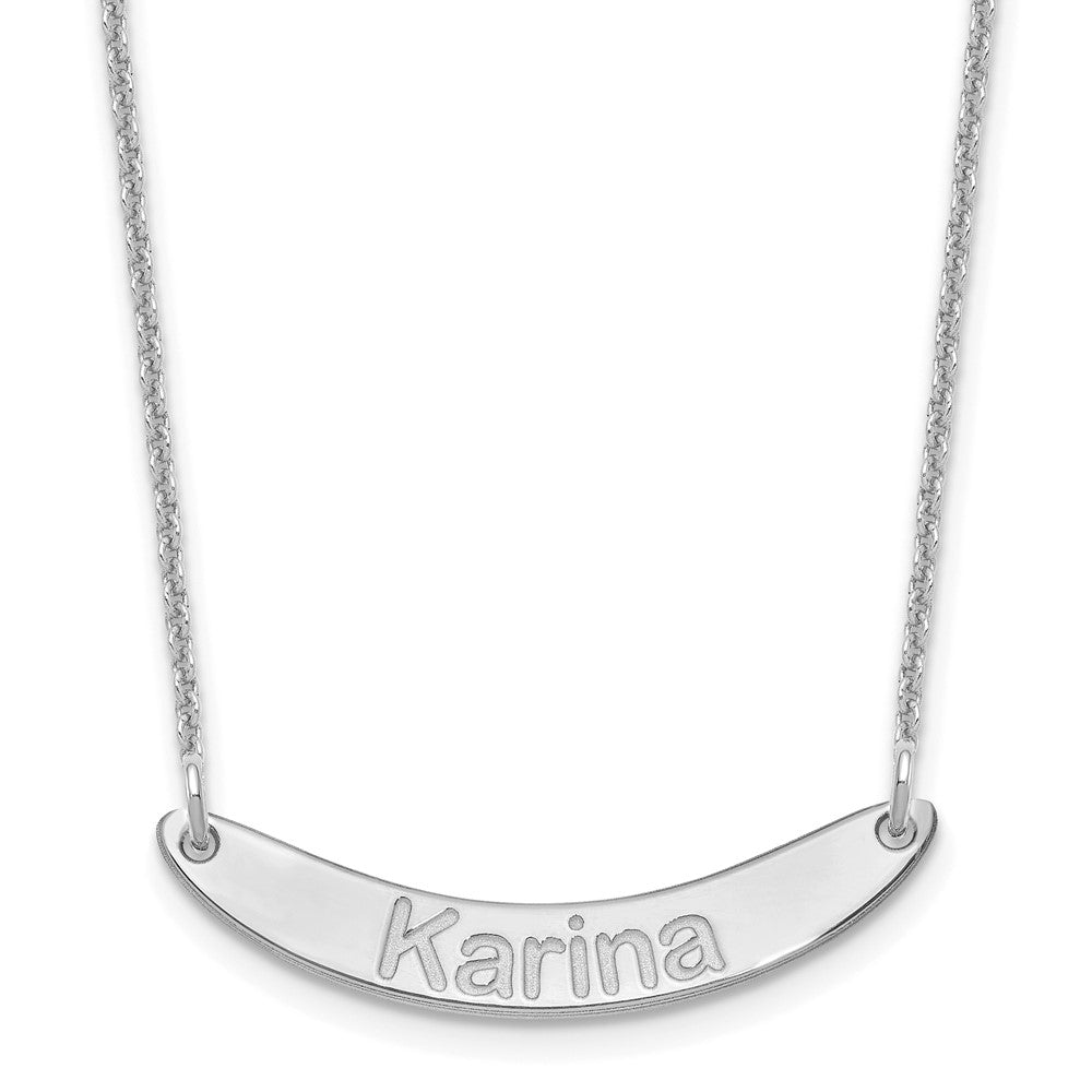 14K White Gold Small Arial Rounded Curved Bar Necklace