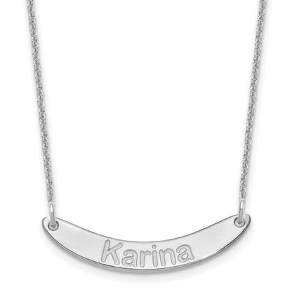 14K White Gold Small Arial Rounded Curved Bar Necklace