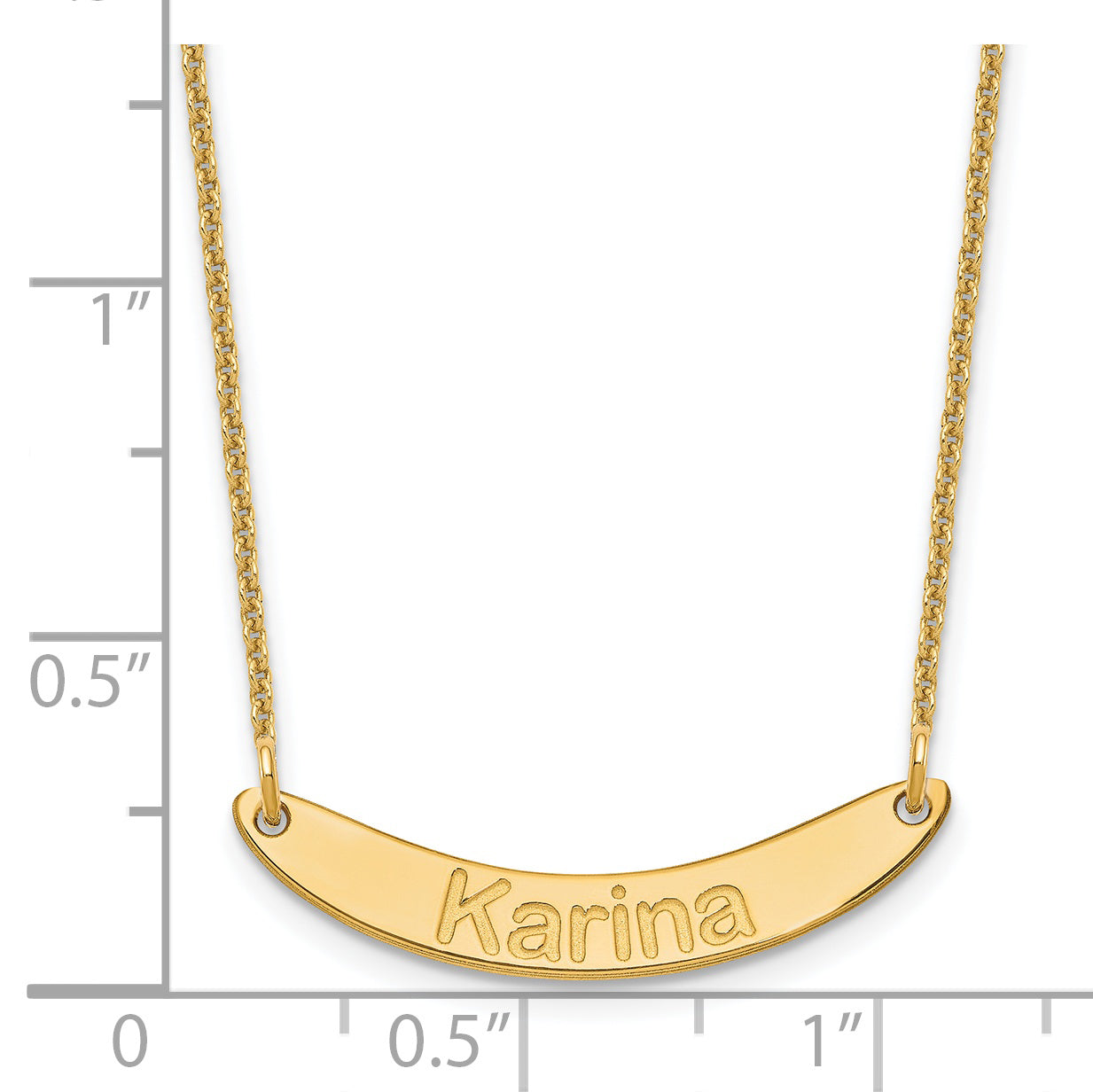 14K Yellow Gold Small Arial Rounded Curved Bar Necklace