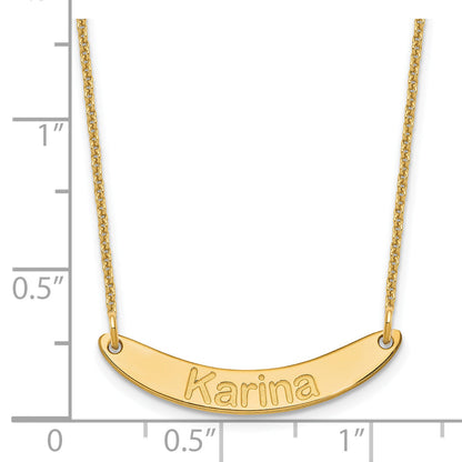 14K Yellow Gold Small Arial Rounded Curved Bar Necklace