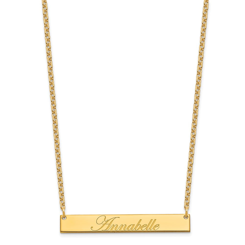 Gold Plated Medium Edwardian Script Bar Necklace