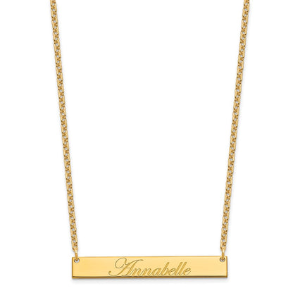 Gold Plated Medium Edwardian Script Bar Necklace