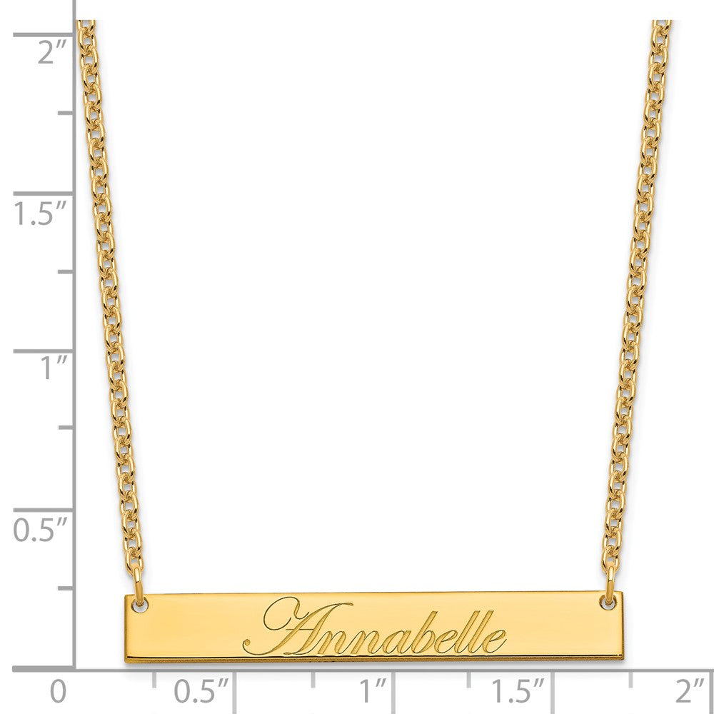 Gold Plated Medium Edwardian Script Bar Necklace