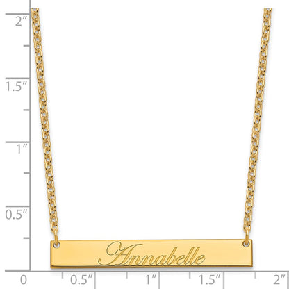 Gold Plated Medium Edwardian Script Bar Necklace
