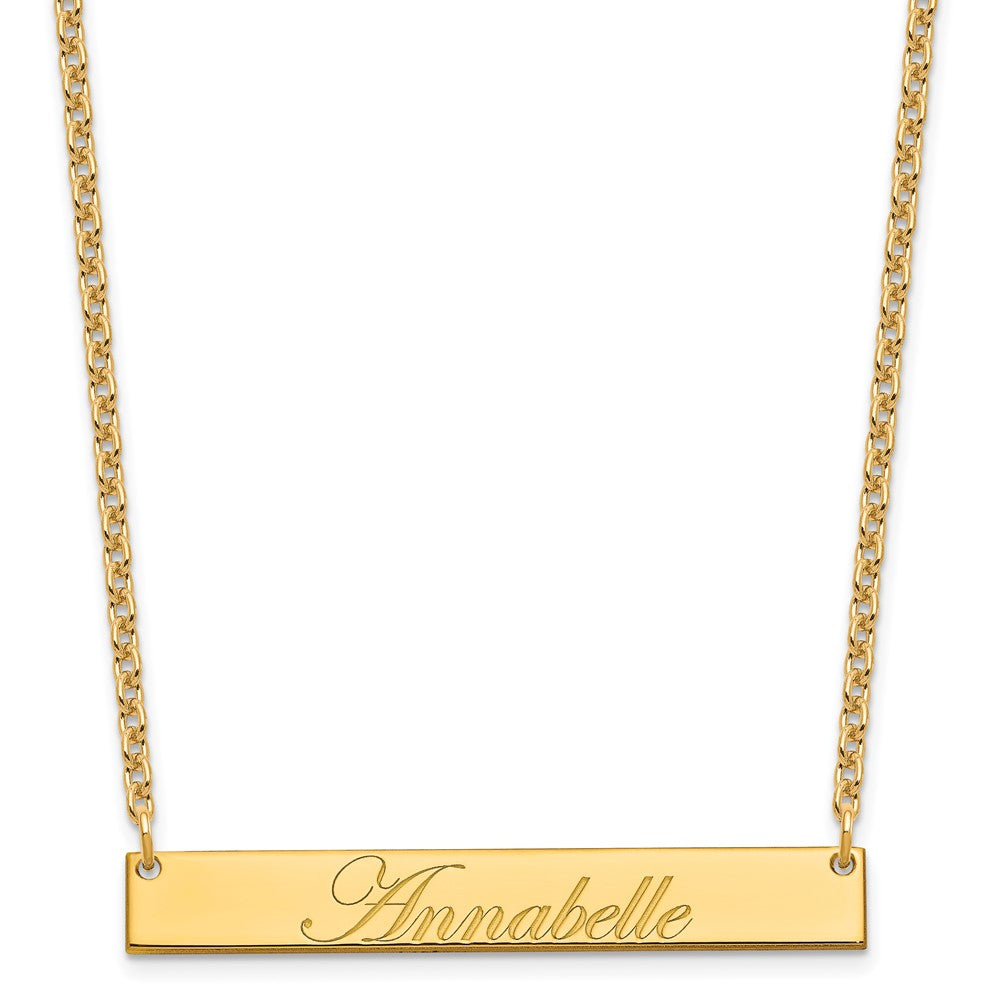 Gold Plated Medium Edwardian Script Bar Necklace