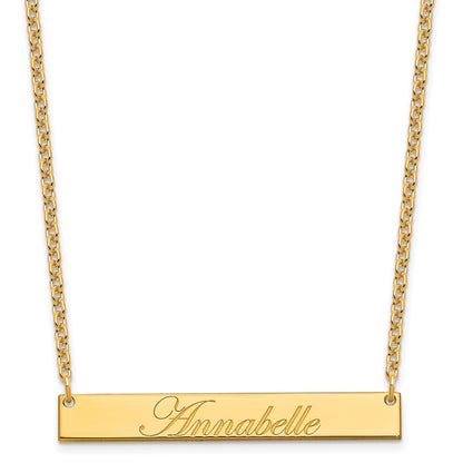 Gold Plated Medium Edwardian Script Bar Necklace
