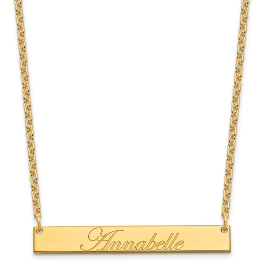 Gold Plated Medium Edwardian Script Bar Necklace
