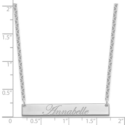 Sterling Silver Rhodium Plated Medium Edwardian Script Brar Necklace