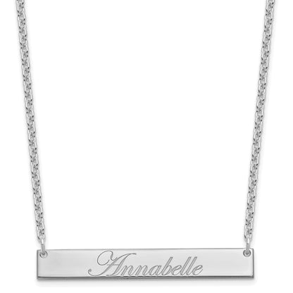 Sterling Silver Rhodium Plated Medium Edwardian Script Brar Necklace