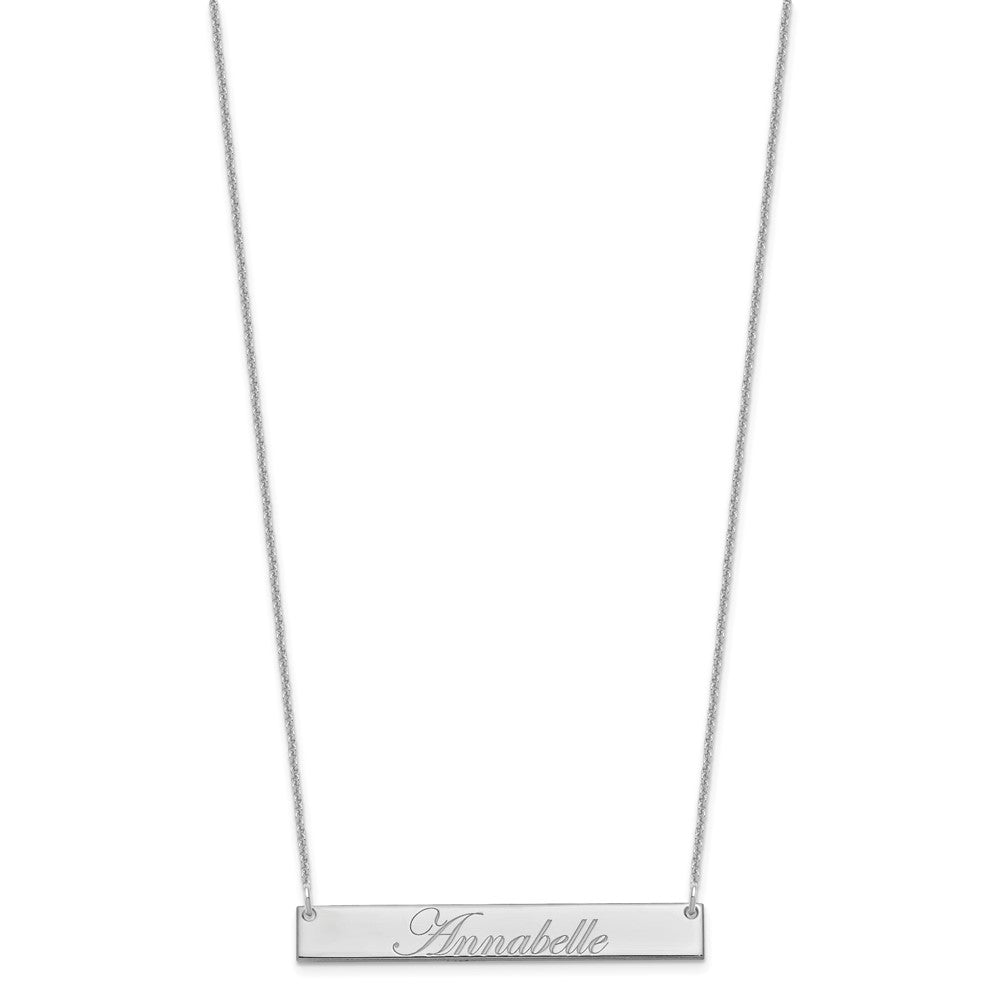 14K White Gold Medium Edwardian Scrript Bar Necklace