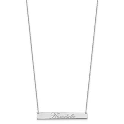14K White Gold Medium Edwardian Scrript Bar Necklace