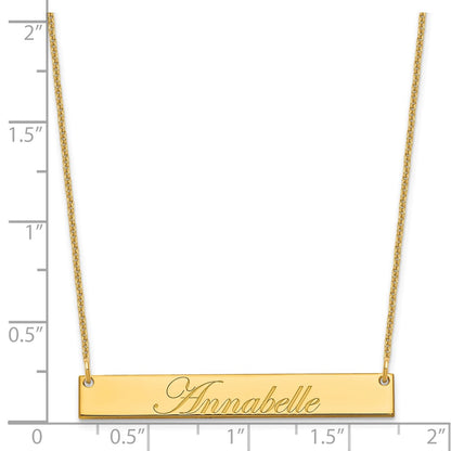 14K Yellow Gold Medium Edwardian Script Bar Necklace