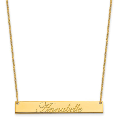 14K Yellow Gold Medium Edwardian Script Bar Necklace