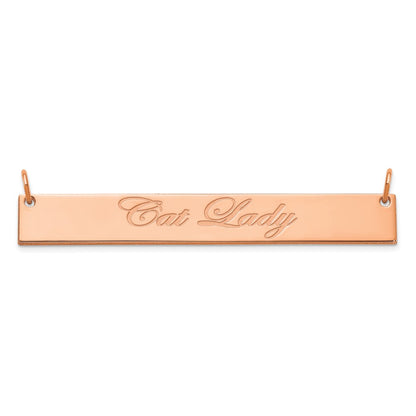 14K Rose Gold Large Edwardian Script Bar Necklace