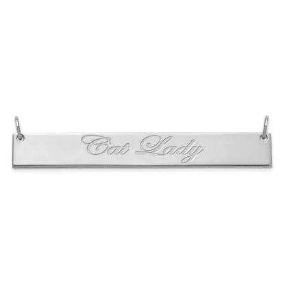 Sterling Silver Rhodium Plated Large Edwardian Script Bar Necklace