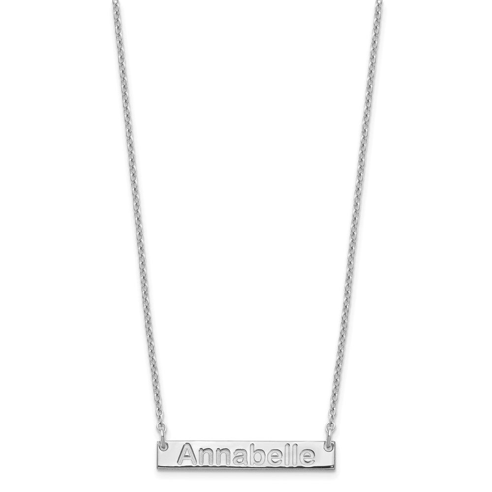 Sterling Silver Silver/Rhod Plated Small Arial Rounded Bar Necklace