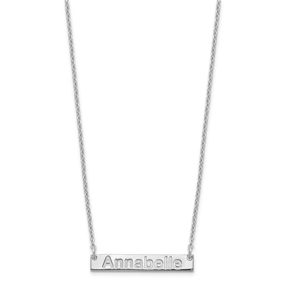 Sterling Silver Silver/Rhod Plated Small Arial Rounded Bar Necklace