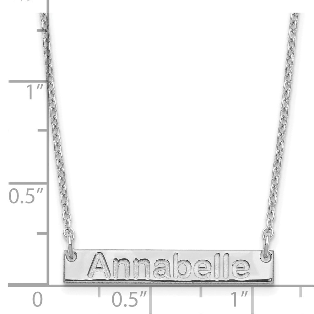 Sterling Silver Silver/Rhod Plated Small Arial Rounded Bar Necklace