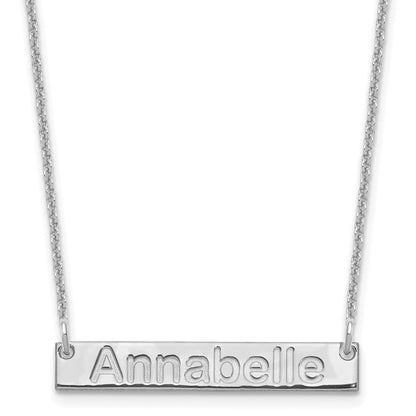 14K White Gold Small Arial Rounded Bar Necklace