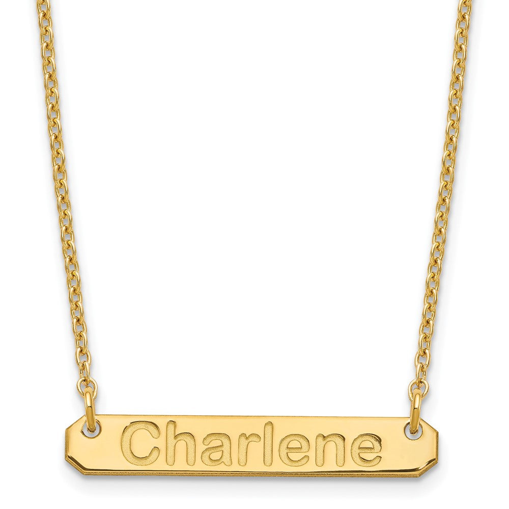 Gold Plated Small Arial Rounded Bar Necklace