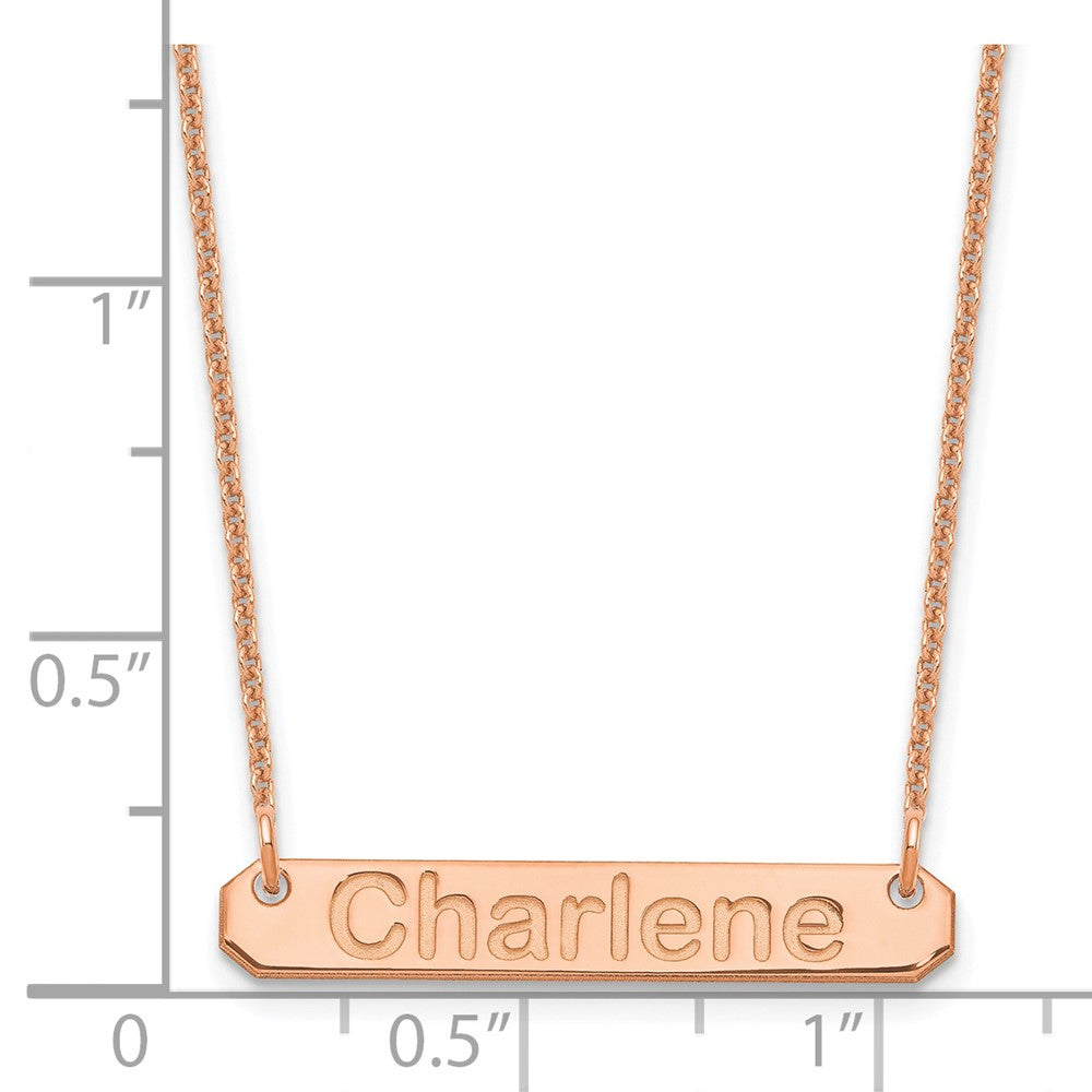 14K Rose Gold Small Arial Rounded Bar Necklace