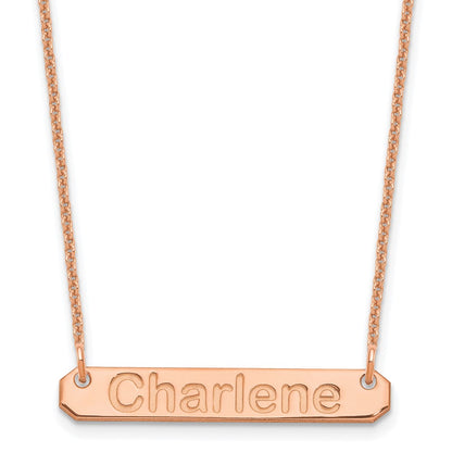 14K Rose Gold Small Arial Rounded Bar Necklace