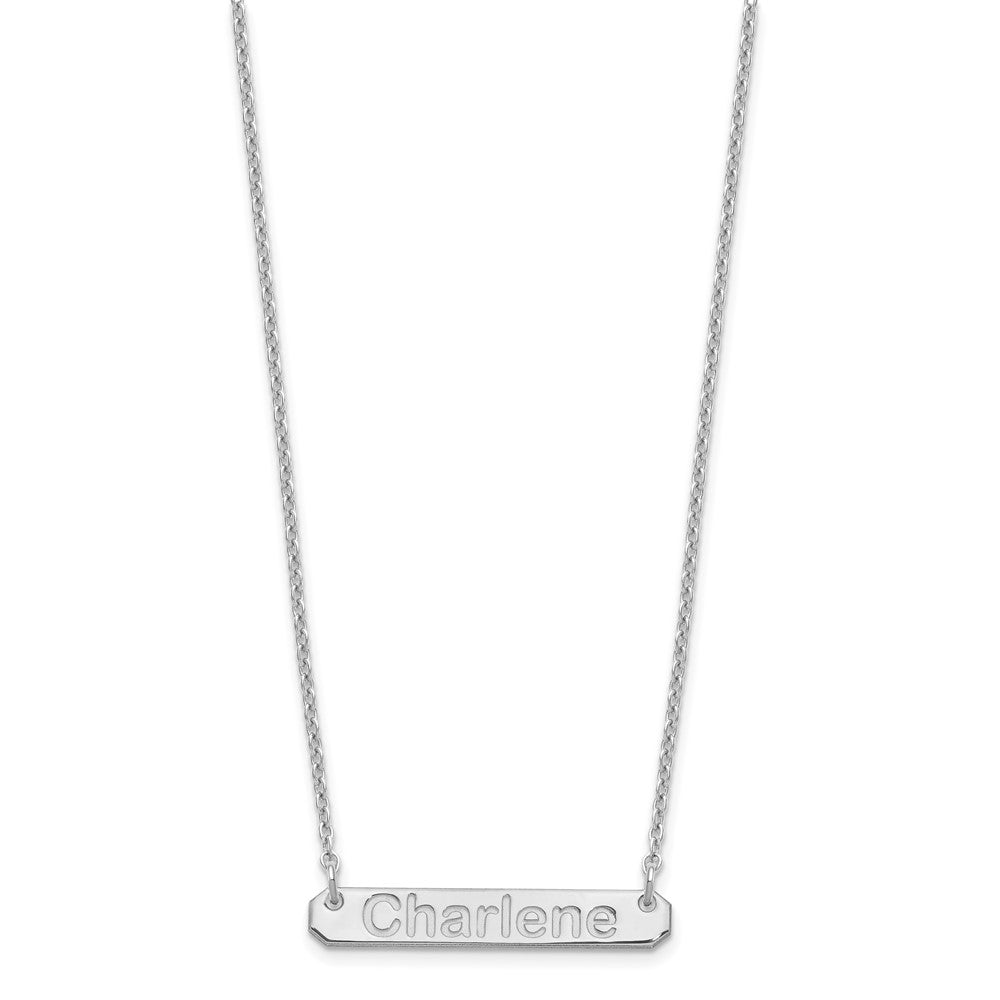 Sterling Silver Rhodium Plated Small Polished Arial Rounded Bar Necklace