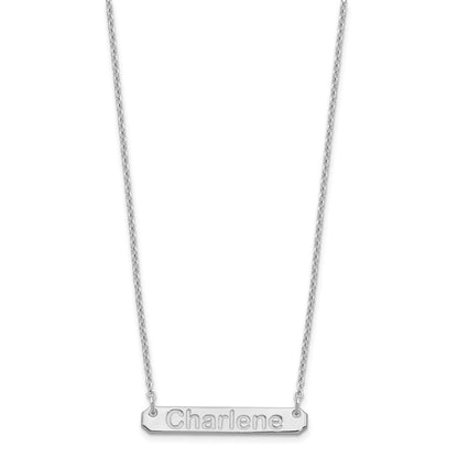 Sterling Silver Rhodium Plated Small Polished Arial Rounded Bar Necklace