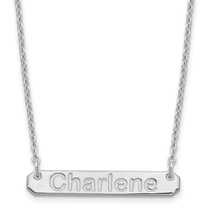 Sterling Silver Rhodium Plated Small Polished Arial Rounded Bar Necklace