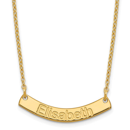 Gold Plated Small Arial Rounded Curved Bar Necklace