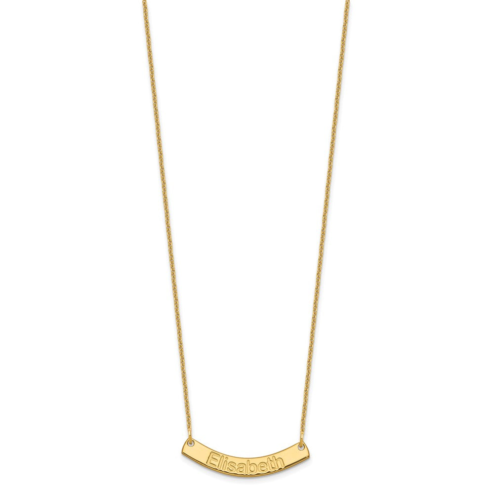 14K Yellow Gold Small Arial Rounded Curved Bar Necklace