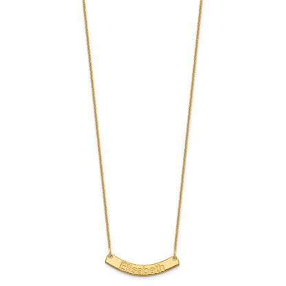 14K Yellow Gold Small Arial Rounded Curved Bar Necklace
