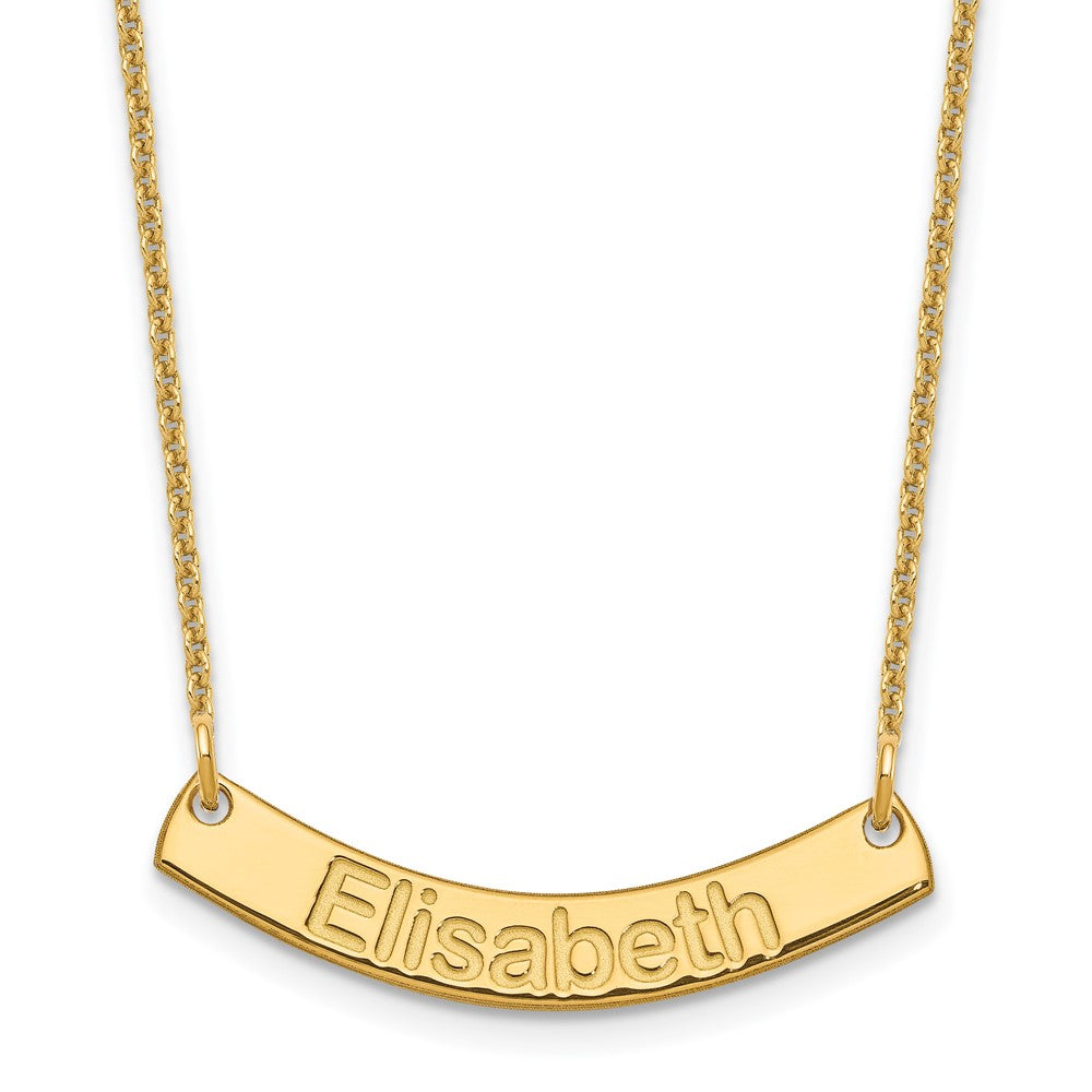 14K Yellow Gold Small Arial Rounded Curved Bar Necklace
