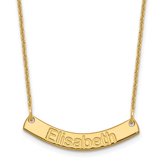 14K Yellow Gold Small Arial Rounded Curved Bar Necklace