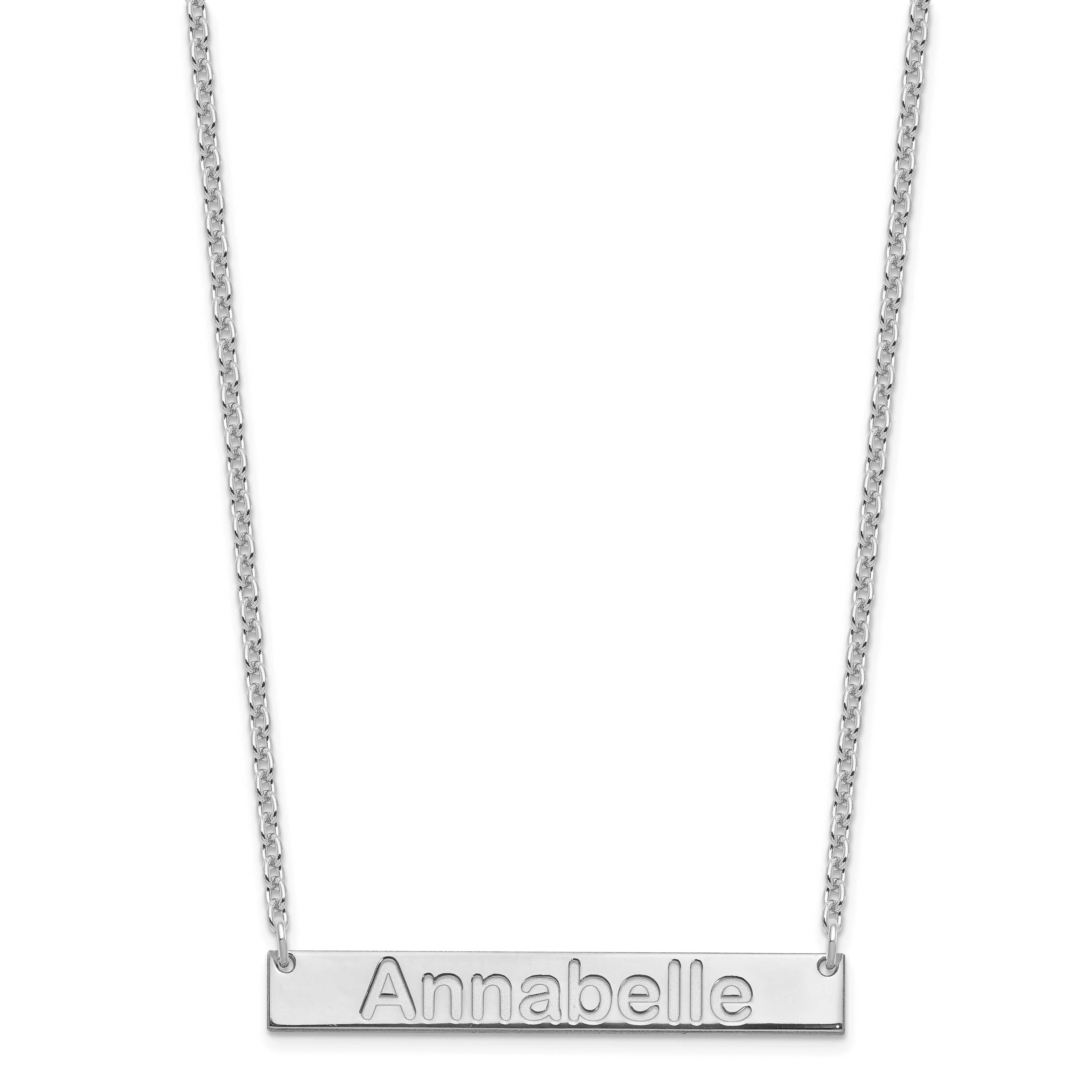 Sterling Silver Silver/Rhod Plated Medium Arial Rounded Bar Necklace