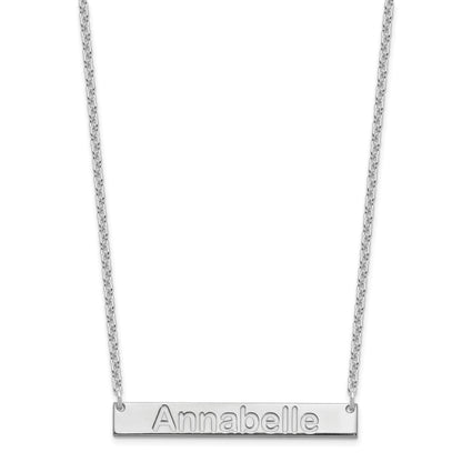 Sterling Silver Silver/Rhod Plated Medium Arial Rounded Bar Necklace