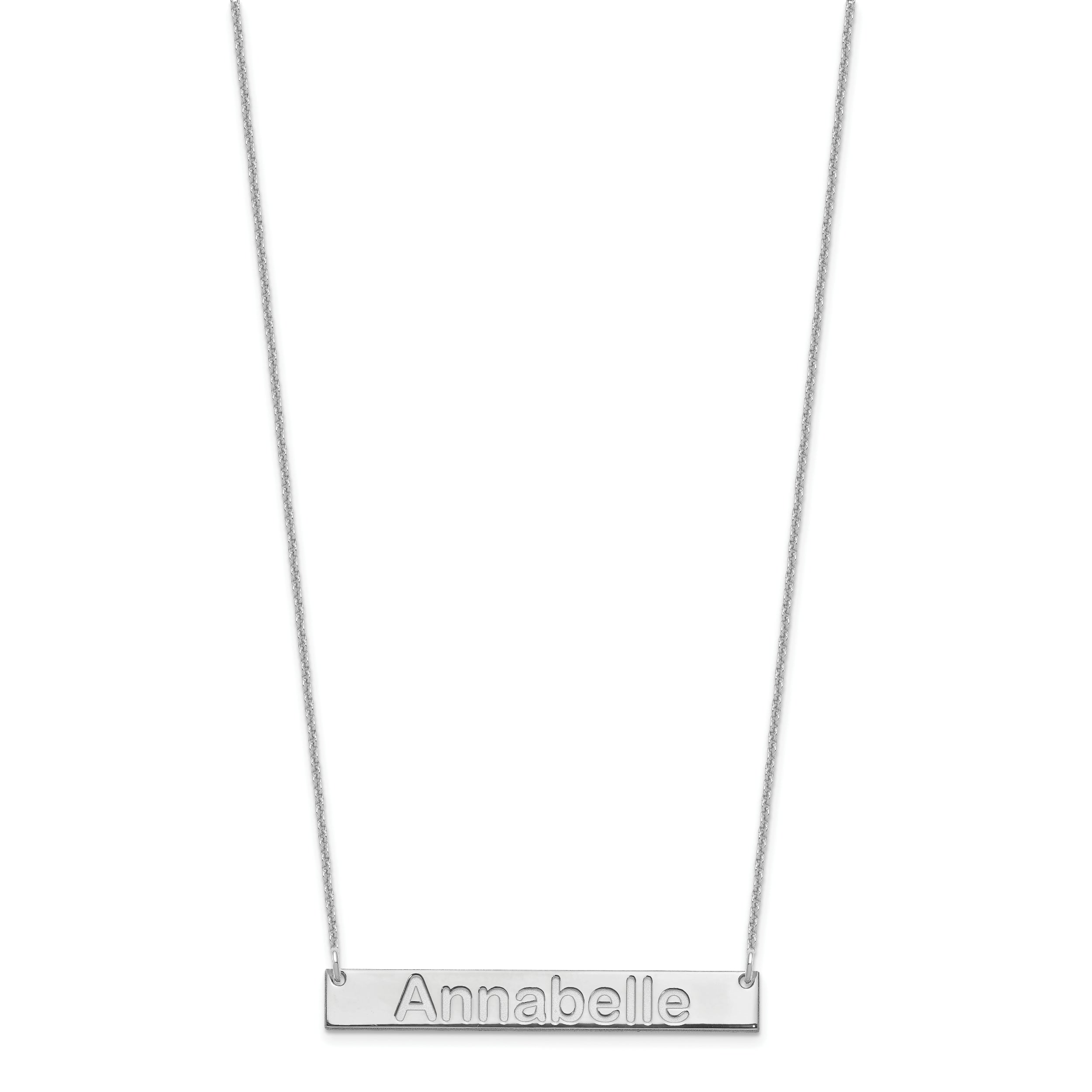 14K White Gold Medium Arial Rounded Bar Necklace