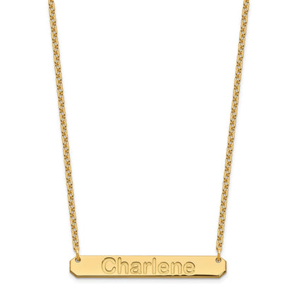 Gold Plated Sterling Silver/Gold Medium Arial Rounded Bar Necklace