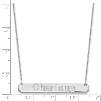 14K White Gold Medium Arial Rounded Bar Necklace