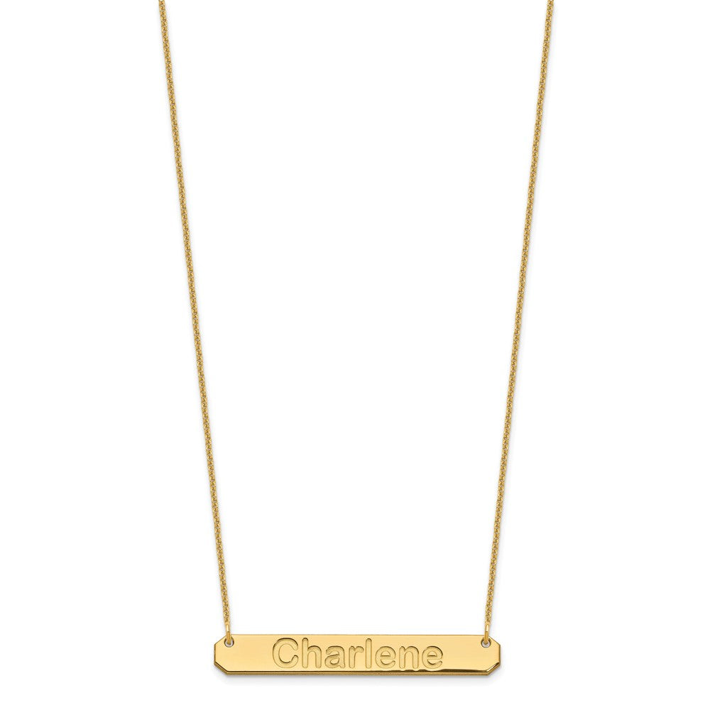 14K Yellow Gold Medium Arial Rounded Bar Necklace