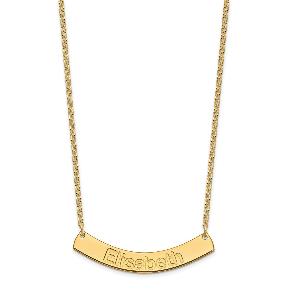 Gold Plated Medium Arial Rounded Curved Bar Necklace