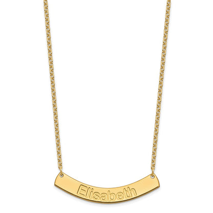 Gold Plated Medium Arial Rounded Curved Bar Necklace