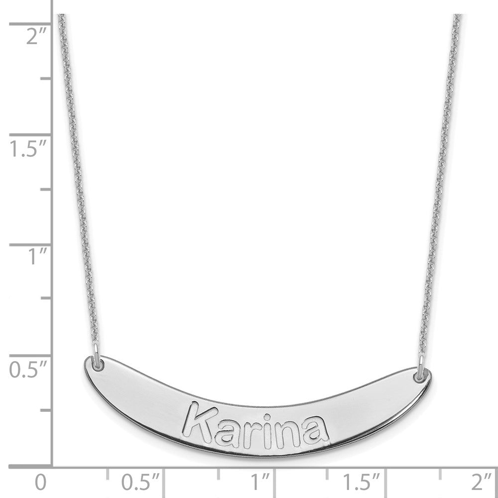 14K White Gold Medium Arial Rounded Curved Bar Necklace
