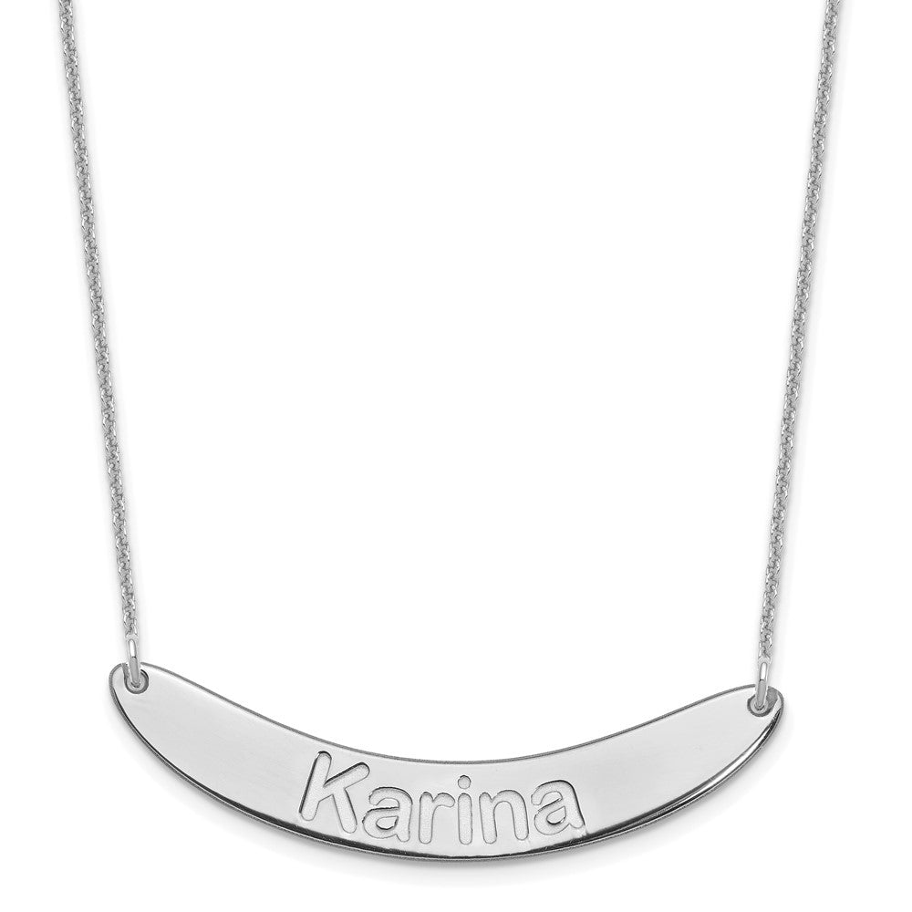 14K White Gold Medium Arial Rounded Curved Bar Necklace
